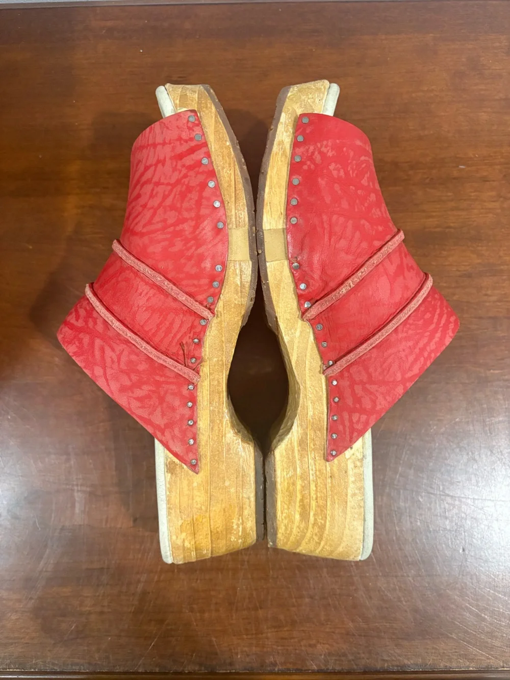 El Naturalista Red Leather Sandal Wedges EU 39